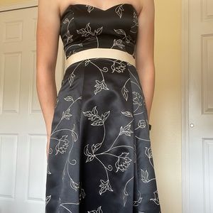 Strapless Black Floral Dress